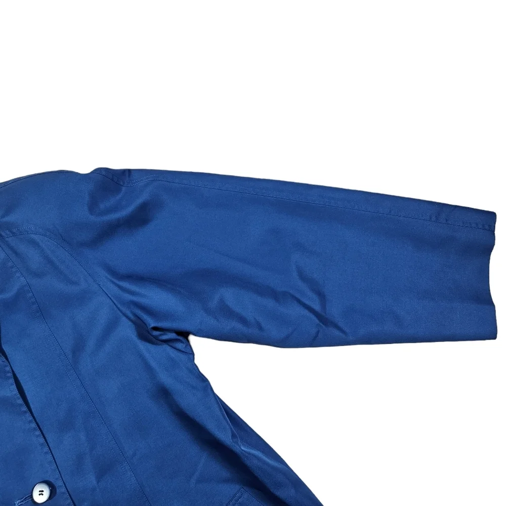 Vintage Sanyo Fashion House Blue 100% Silk Jacket Sz 8 Button Up Coat Japan Made